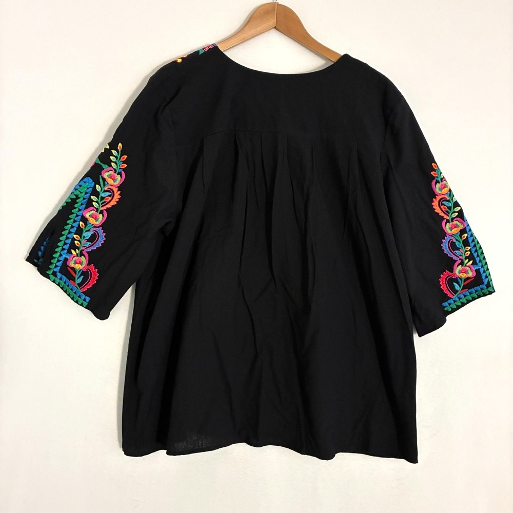 NEW YZXDORWJ Mexican Blouse Womens 3XL Embroidered Floral Peasant Boho Festival - Picture 5 of 9